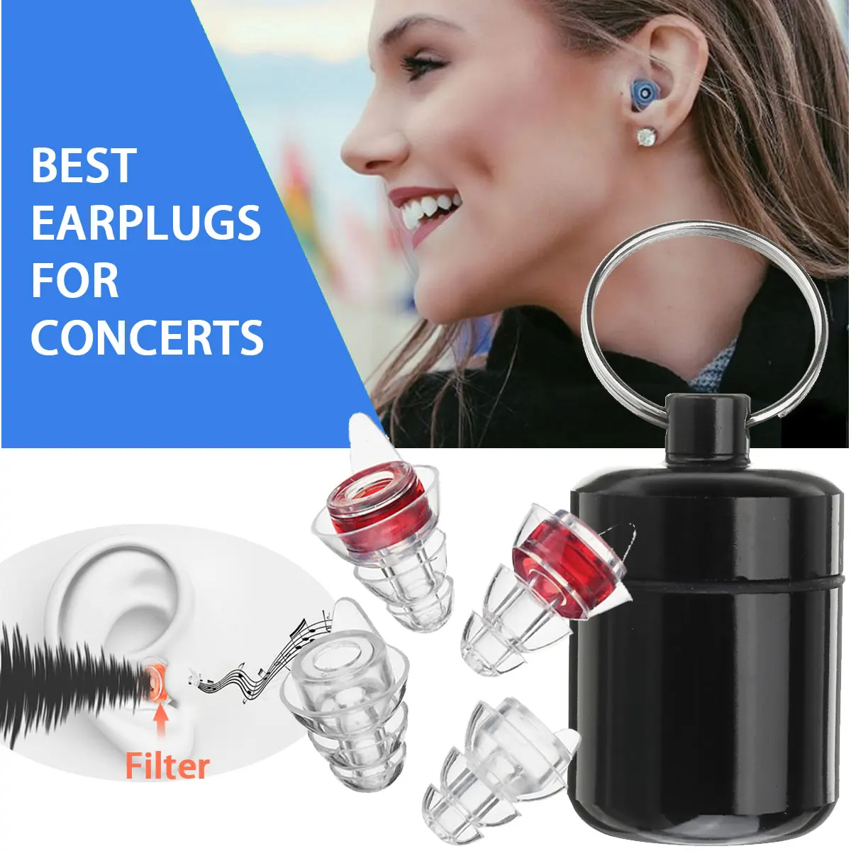 Noise Cancelling Ear Protection Plugs+Box Sleeping Concert Musician Hearing New 