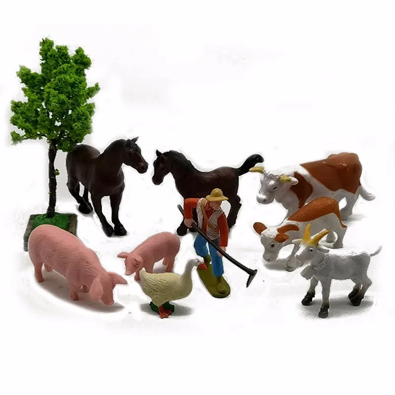 

Farm Decoration Miniature Pig Horse Cow Sheep Duck Animal Figurine Craft Mini Bunny Garden Decor Home Ornament DIY Accessories