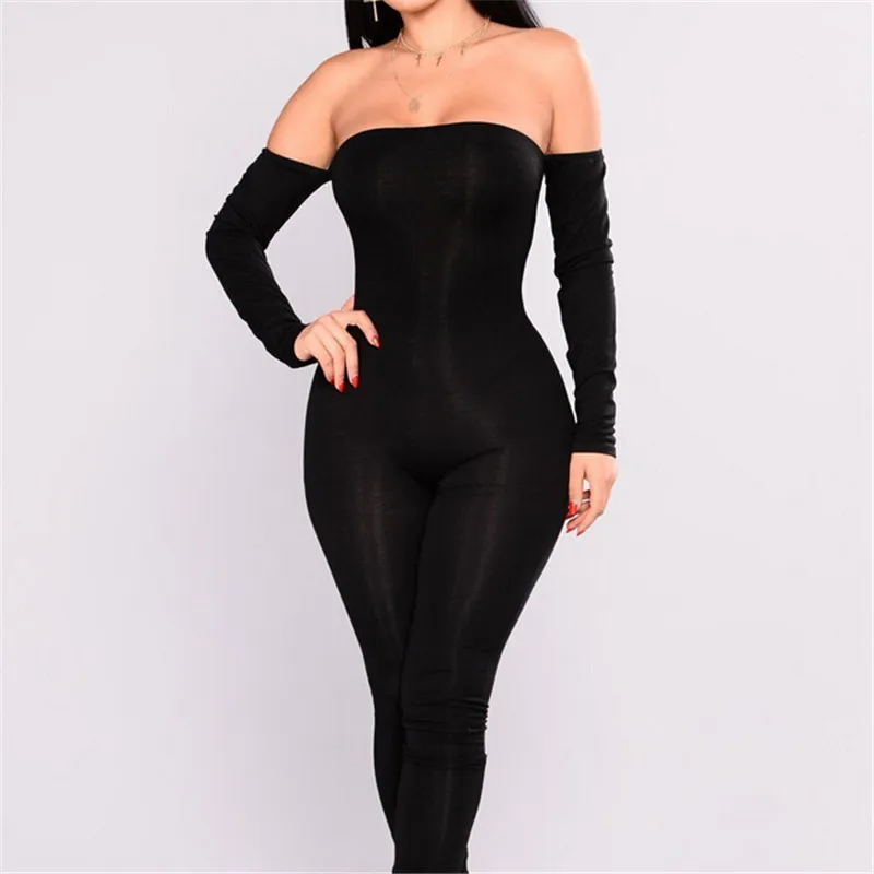 2018 Autumn Women Casual Skinny Jumpsuit Black Long Sleeve Sexy Off Shoulder Bodycon Jumpsuit Women Clubwear Long Trouser
2018 Autumn Women Casual Skinny Jumpsuit Black Long Sleeve Sexy Off Shoulder Bodycon Jumpsuit Women Clubwear Long Trouser