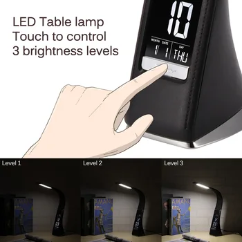 LED Touch Table Lamp Dimmable Desk Reading Light Alarm Clock Calendar Time Temperature Display 3 Levels Brightness
LED Touch Table Lamp Dimmable Desk Reading Light Alarm Clock Calendar Time Temperature Display 3 Levels Brightness