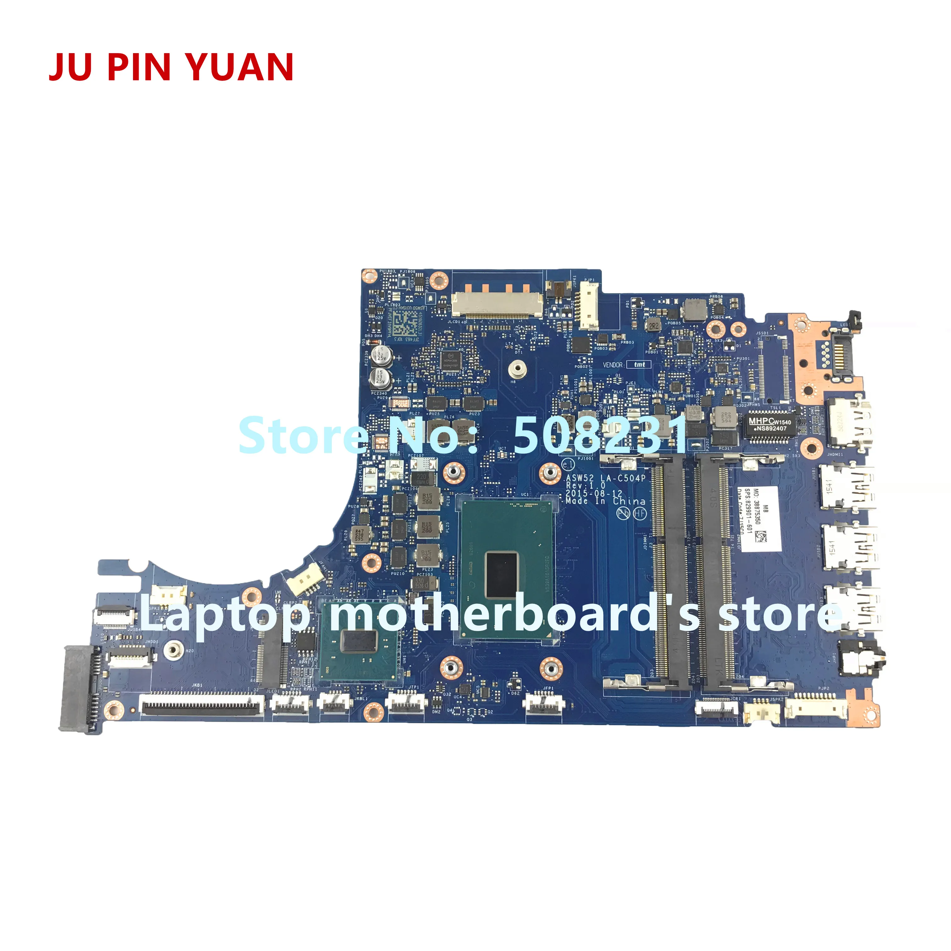 JU PIN YUA 829901-601 ASW52 LA-C504P for HP ENVY Notebook 15-AE 15T-AE 15T-AE100 laptop motherboard with i7-6700HQ HM170 |