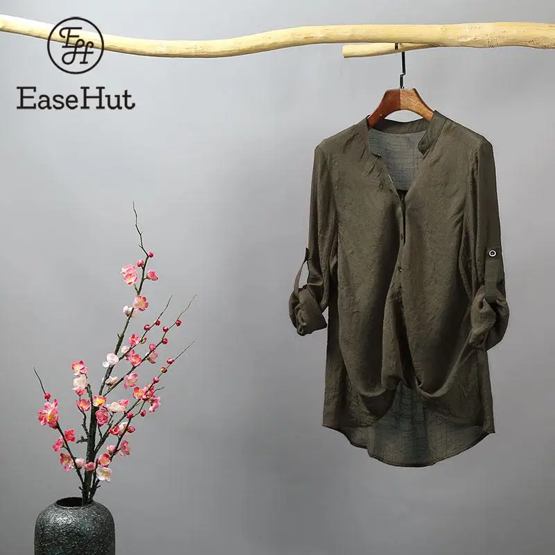 EaseHut Womne Long Sleeve Blouses Front Buttons V Neck Asymmetric Hem Solid Blouses Femme Loose Casual Thin Blouses blusas 2019
EaseHut Womne Long Sleeve Blouses Front Buttons V Neck Asymmetric Hem Solid Blouses Femme Loose Casual Thin Blouses blusas 2019