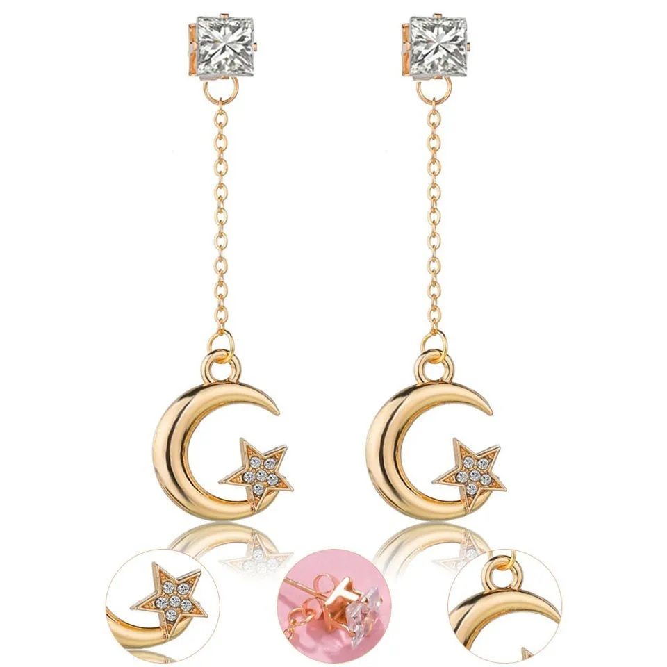 Trendy Wedding Earrings For Women Square Rhinestone With Moon And Star Design Earrings Female Handmade Wedding Jewelry
Trendy Wedding Earrings For Women Square Rhinestone With Moon And Star Design Earrings Female Handmade Wedding Jewelry