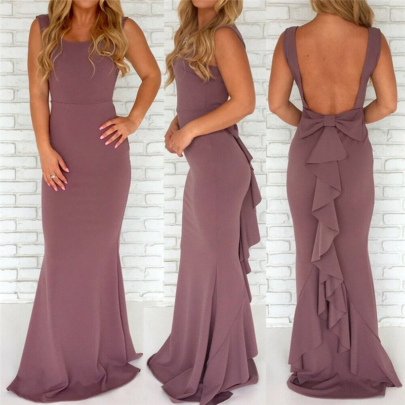 Sleeveless Formal Long Maxi Dress Woman Elegant Long Party Dress Sexy Backless Ruffle Bow Slim Dresses Vestidos Robe de femme
Sleeveless Formal Long Maxi Dress Woman Elegant Long Party Dress Sexy Backless Ruffle Bow Slim Dresses Vestidos Robe de femme