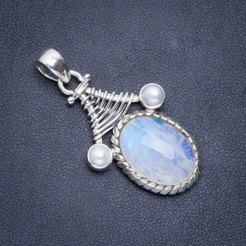 Natural Rainbow Moonstone and River Pearl Handmade Unique 925 Sterling Silver Pendant 1.75" A0578
Natural Rainbow Moonstone and River Pearl Handmade Unique 925 Sterling Silver Pendant 1.75" A0578