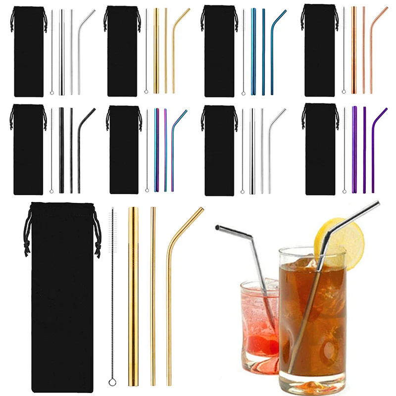 New Drinking Straws With Cleaner Brush Kit Cocktail Reusable Home Supplies Juice Stainless Steel Straight Bent 6*215mm 7 Colors
New Drinking Straws With Cleaner Brush Kit Cocktail Reusable Home Supplies Juice Stainless Steel Straight Bent 6*215mm 7 Colors