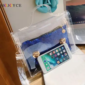 2pcs/set Transparent Women Handbag Sequins Makeup Clutch Clear PVC Women Messenger Bags
2pcs/set Transparent Women Handbag Sequins Makeup Clutch Clear PVC Women Messenger Bags