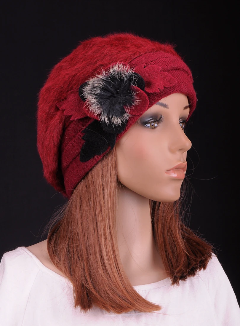 M633 Fashion Womens Winter Warm Dark Red Faux Rabbit Fur Wool Flower With PomPom Fur Cute Beret Hat Beanie Cap
M633 Fashion Womens Winter Warm Dark Red Faux Rabbit Fur Wool Flower With PomPom Fur Cute Beret Hat Beanie Cap
