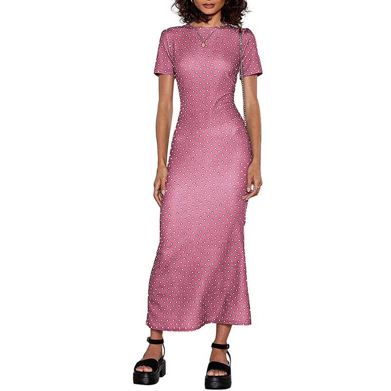 Women Polka Dot Long Dress Short Sleeves O Neck Vintage Slim Fit Package Hip Dress Stretch Maxi Long Casual Ladies Dresses
Women Polka Dot Long Dress Short Sleeves O Neck Vintage Slim Fit Package Hip Dress Stretch Maxi Long Casual Ladies Dresses