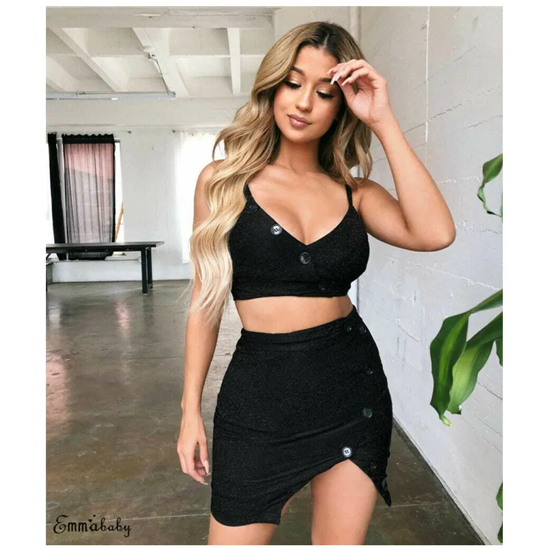 Summer New Women 2 Piece Bodycon Sequin Crop Top Split Skirt Set Button Party Club Sets
Summer New Women 2 Piece Bodycon Sequin Crop Top Split Skirt Set Button Party Club Sets