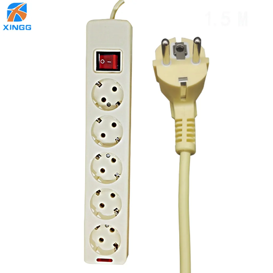 EU Plug Power Strip Socket Switch 5 Outlets AC Power Socket Plug Extension Socket Adapter With Extension Cable 1.5M 16A 250V
EU Plug Power Strip Socket Switch 5 Outlets AC Power Socket Plug Extension Socket Adapter With Extension Cable 1.5M 16A 250V