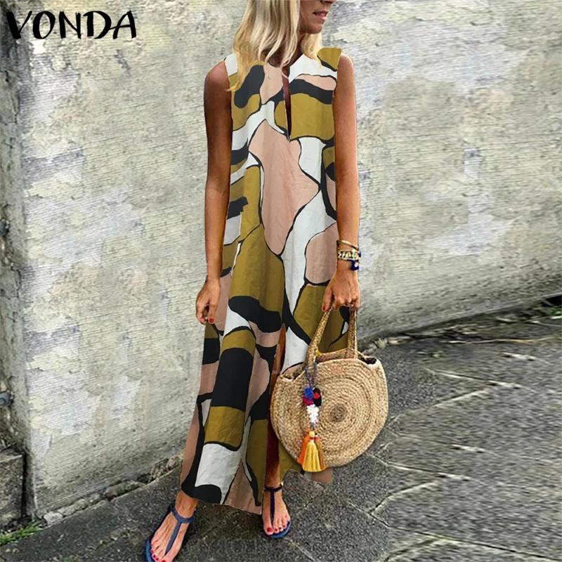 VONDA Bohemian Women Vintage Print Dress 2019 Summer Casual Loose Sexy Maix Long Dresses V Neck Sleeveless Split Vestidos S-5XL
VONDA Bohemian Women Vintage Print Dress 2019 Summer Casual Loose Sexy Maix Long Dresses V Neck Sleeveless Split Vestidos S-5XL
