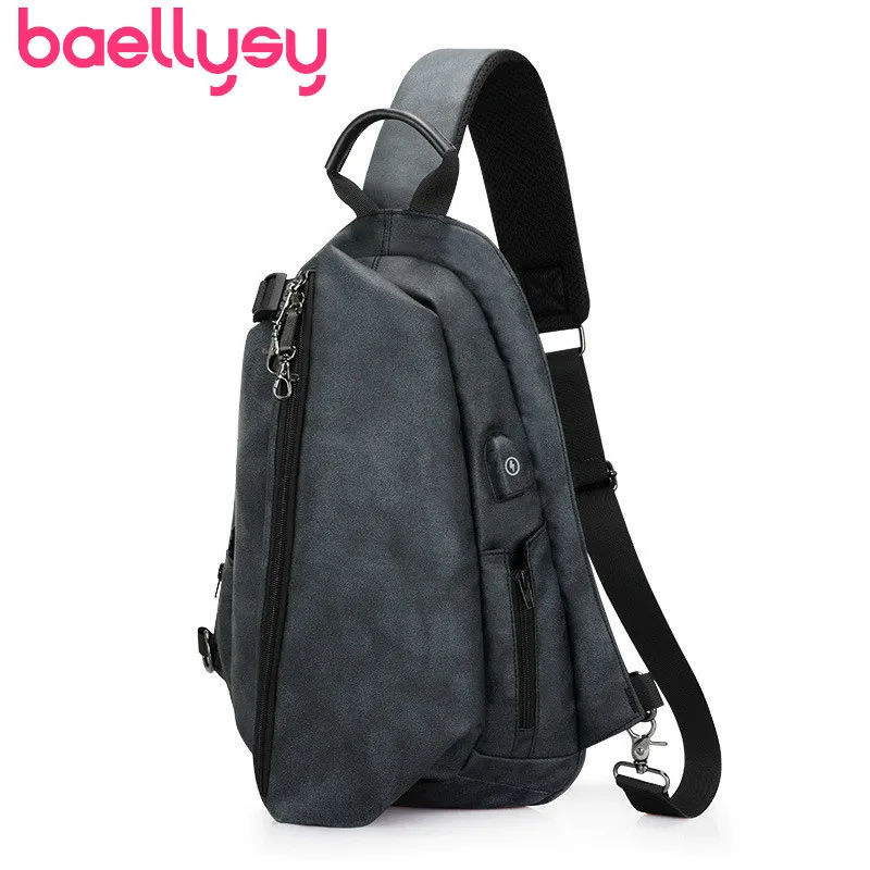 Fashion Waterproof Oxford Man Chest Bags Usb Charge Waist Pack Travel Fanny Capacity Men Casual Shoulder Messenger |