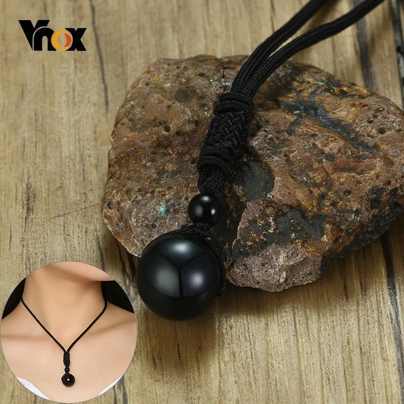 Vnox Adjustable Length Natural Obsidian Bead Necklace for Women Men Polyester Rope Chain Necklaces Pendants Lucky Jewelry
Vnox Adjustable Length Natural Obsidian Bead Necklace for Women Men Polyester Rope Chain Necklaces Pendants Lucky Jewelry