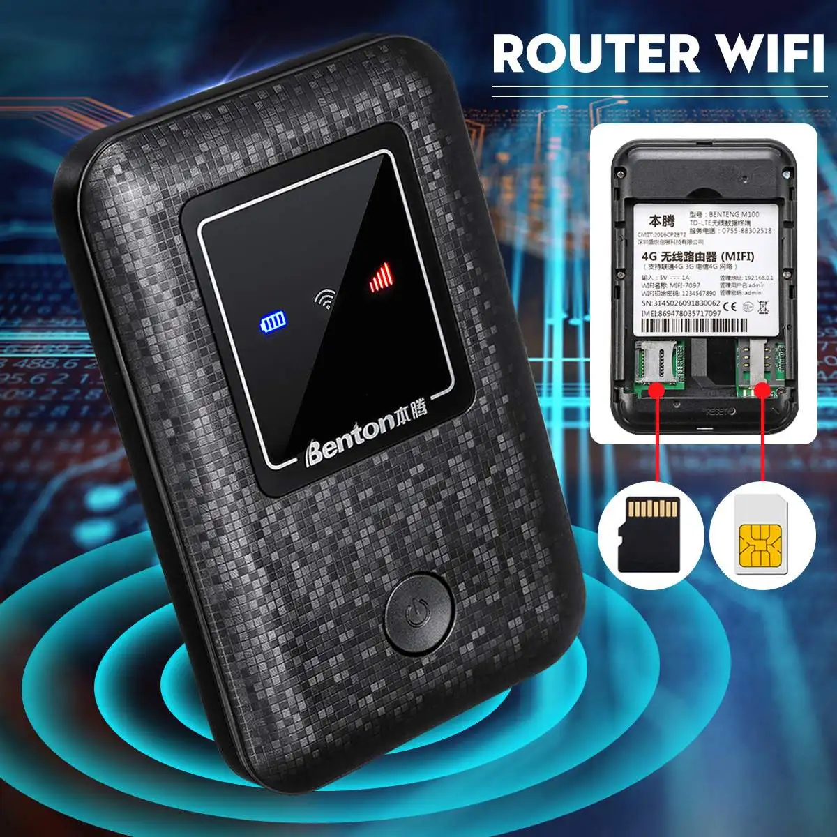 Portable Modem 150Mbps 4G LTE Router LTE Wireless Router Mobile Wifi Hotspot SIM Card
Portable Modem 150Mbps 4G LTE Router LTE Wireless Router Mobile Wifi Hotspot SIM Card