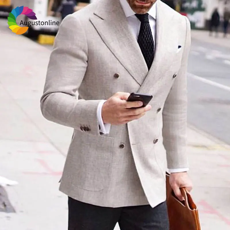 Slim Fit Light Grey Men Suits Classic Business Man Blazer Double Breasted Skinny 2Piece Casual Groom Tuxedo Ternos Costume Homme
Slim Fit Light Grey Men Suits Classic Business Man Blazer Double Breasted Skinny 2Piece Casual Groom Tuxedo Ternos Costume Homme