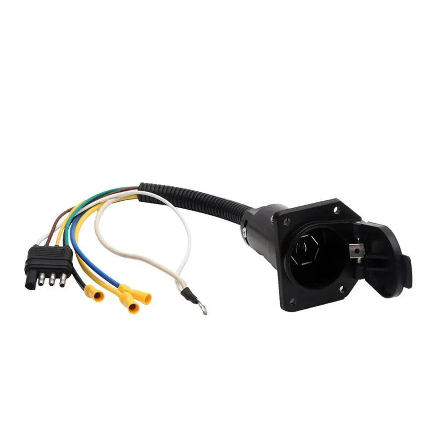 2 Pieces 7-Pin Blade to 4-Pin Flat Trailer Adapter 7-Way to 4-Way Trailer Wiring Adapter Plug Round Trailer Connector Plug