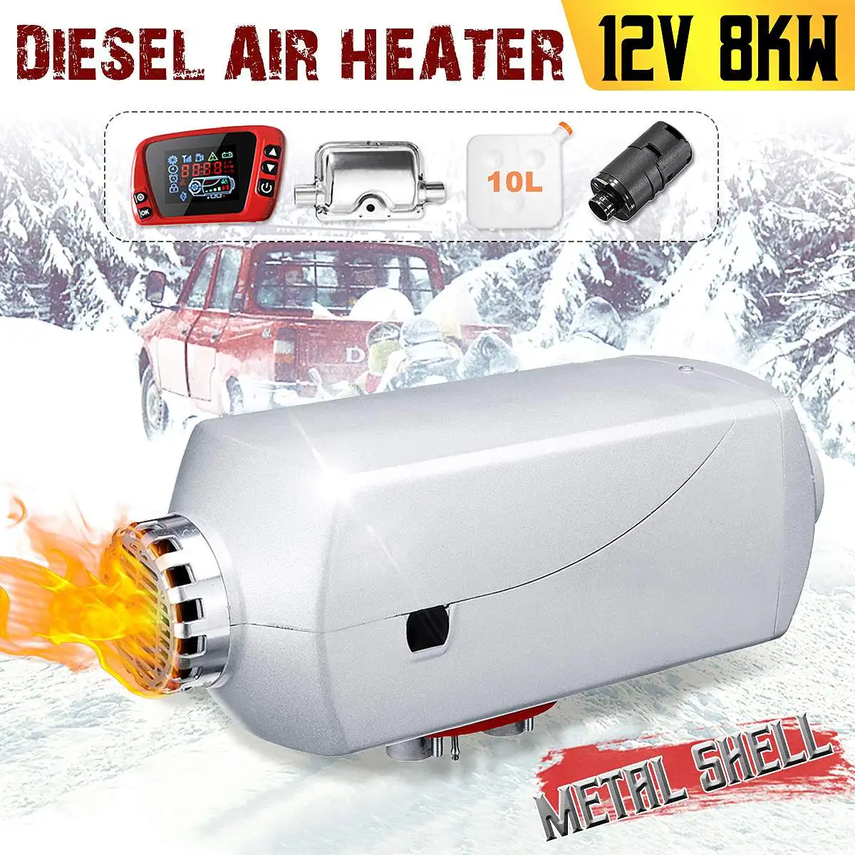 12V 8000W 10L Tank Four Holes Car Air Diesels Parking Heater LCD Monitor With Remote for Trucks Boats RV Motorhome Boats Trailer
12V 8000W 10L Tank Four Holes Car Air Diesels Parking Heater LCD Monitor With Remote for Trucks Boats RV Motorhome Boats Trailer