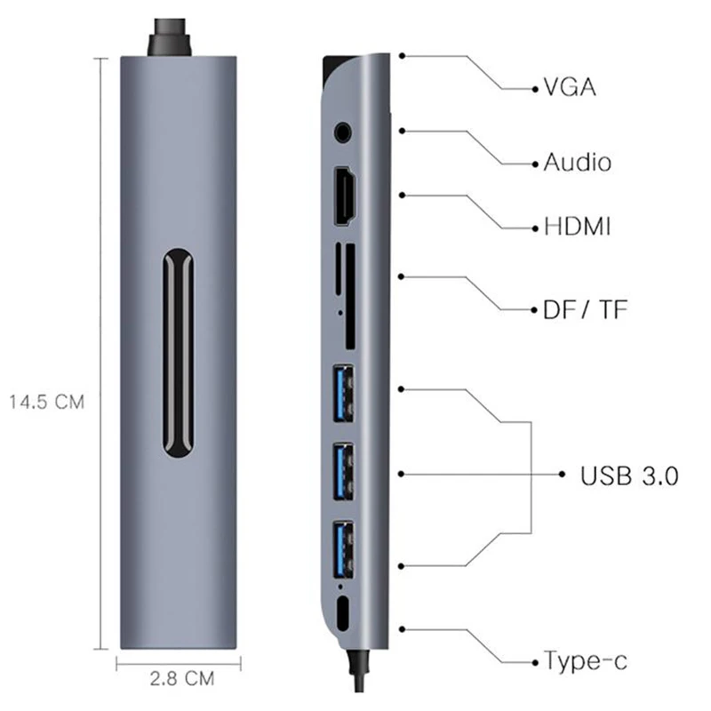 Hot TTKK 3 Usb C 3.0 To Pd Hub Aluminum Multi-Port Adapter With 4K Hdmi Sd Tf Card Reader Vga 3.5Mm Audio Jack Adapter
Hot TTKK 3 Usb C 3.0 To Pd Hub Aluminum Multi-Port Adapter With 4K Hdmi Sd Tf Card Reader Vga 3.5Mm Audio Jack Adapter
