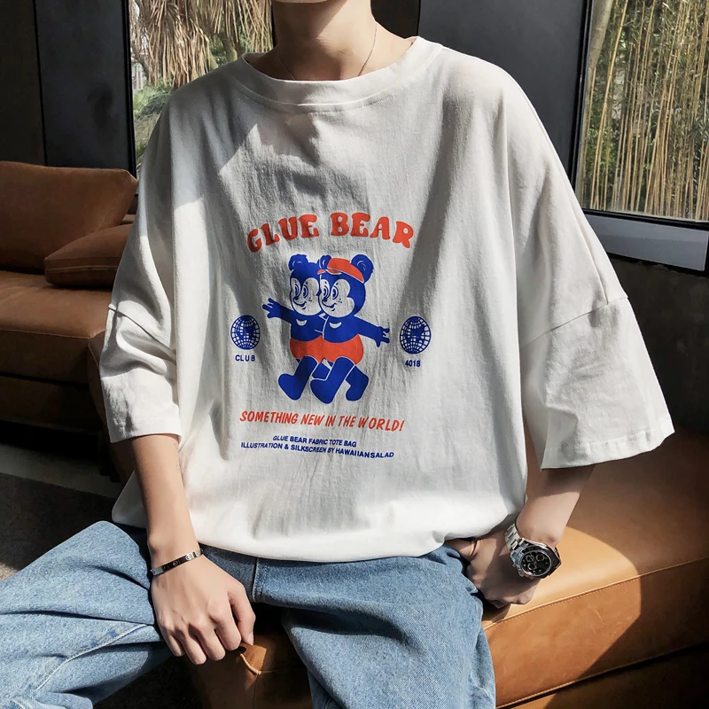 Men's T-shirt Summer New Round Neck Loose Pullover Short-sleeved T-shirt Drop Shoulder Sleeve Print Youth Casual Men's Clothing 
Men's T-shirt Summer New Round Neck Loose Pullover Short-sleeved T-shirt Drop Shoulder Sleeve Print Youth Casual Men's Clothing