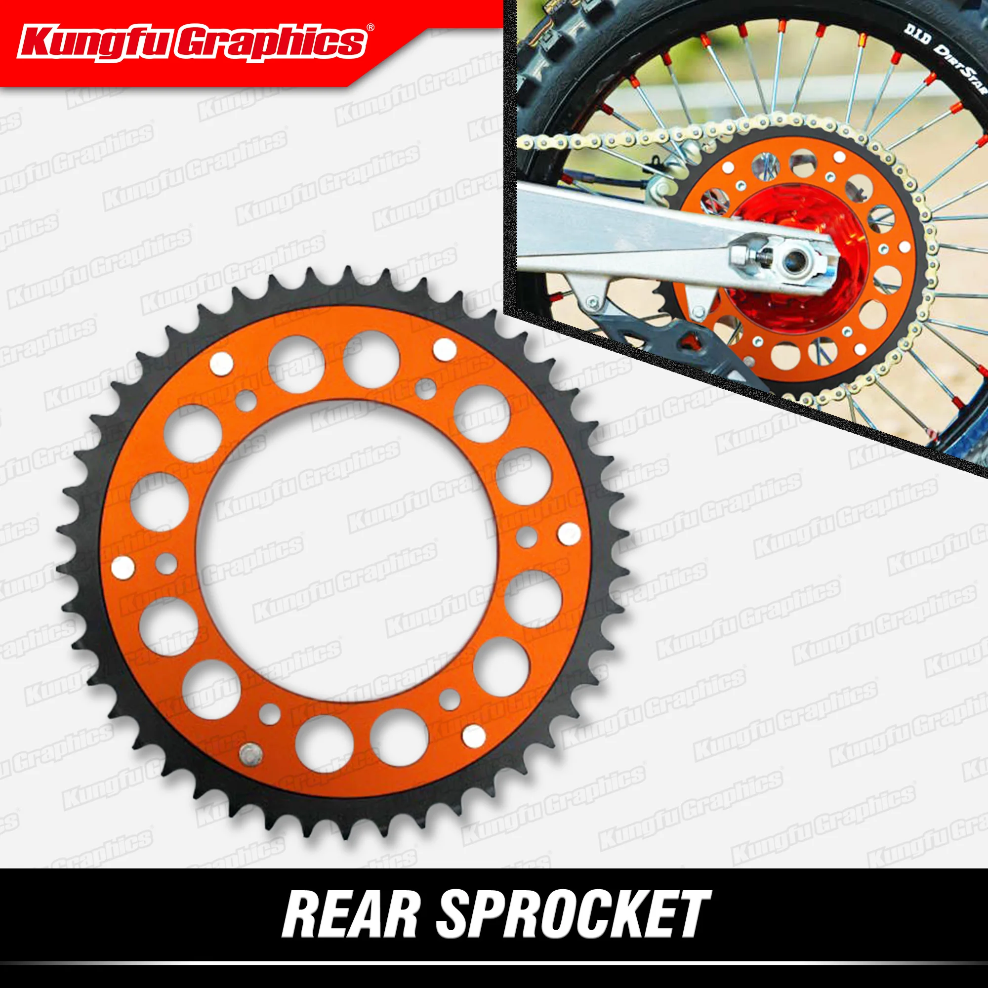 KUNGFU GRAPHICS Rear Aluminum Steel Sprocket Orange for KTM 125 200 250 300 350 400 450 530 (Check Fitment in Description))
KUNGFU GRAPHICS Rear Aluminum Steel Sprocket Orange for KTM 125 200 250 300 350 400 450 530 (Check Fitment in Description))