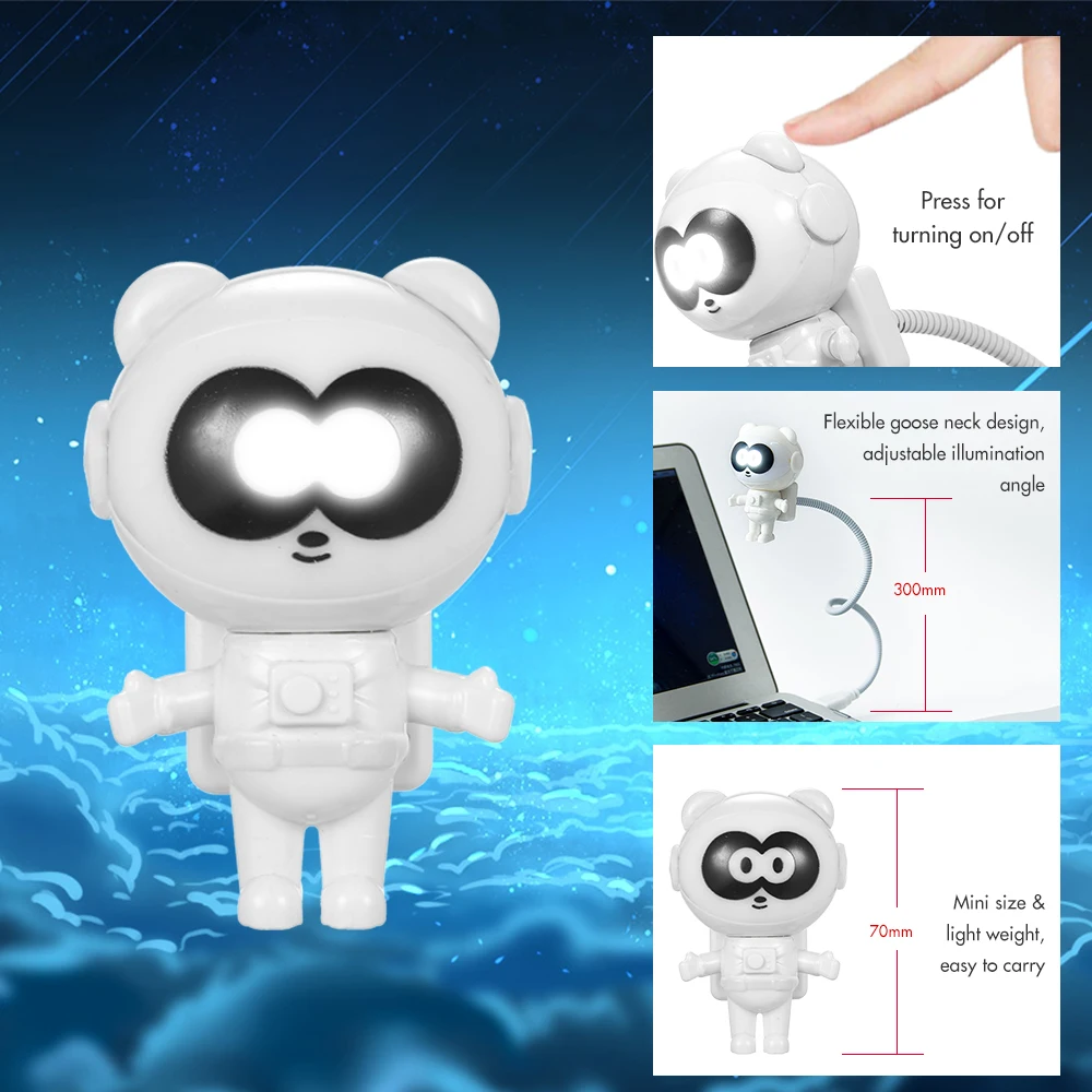 night lamp Spaceman Astronaut Panda Shape LED Mini Night Light Keyboard Lamp USB Charging Port Flexible Bendable Hose Portable
night lamp Spaceman Astronaut Panda Shape LED Mini Night Light Keyboard Lamp USB Charging Port Flexible Bendable Hose Portable