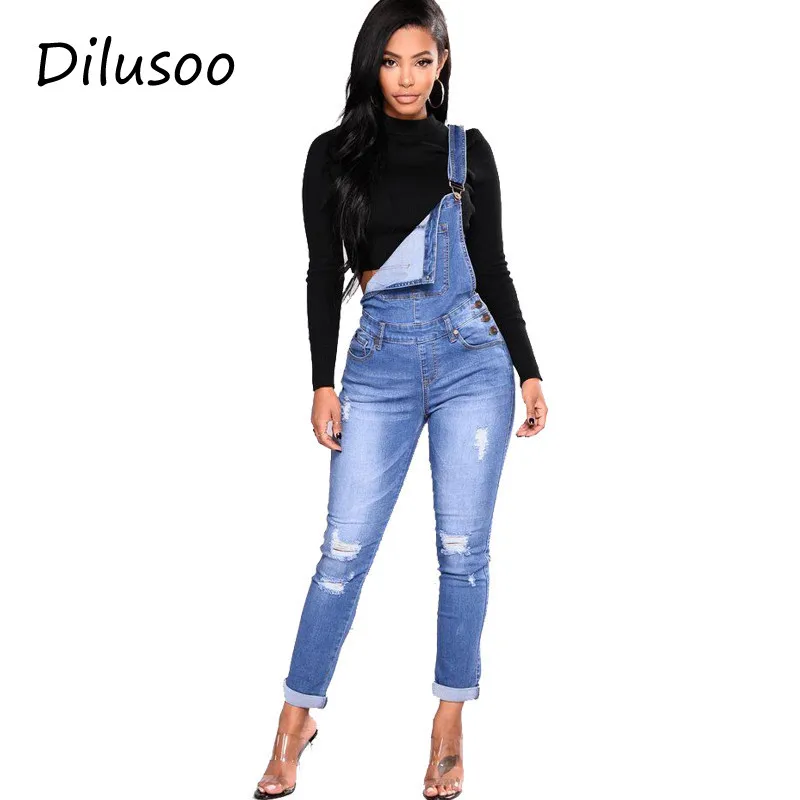 Dilusoo Women Denim Overalls Holes Elastic Jeans Pants Skinny Europe Strap Jumpsuit Woman Casual Spring Ladies Trousers 2019
Dilusoo Women Denim Overalls Holes Elastic Jeans Pants Skinny Europe Strap Jumpsuit Woman Casual Spring Ladies Trousers 2019