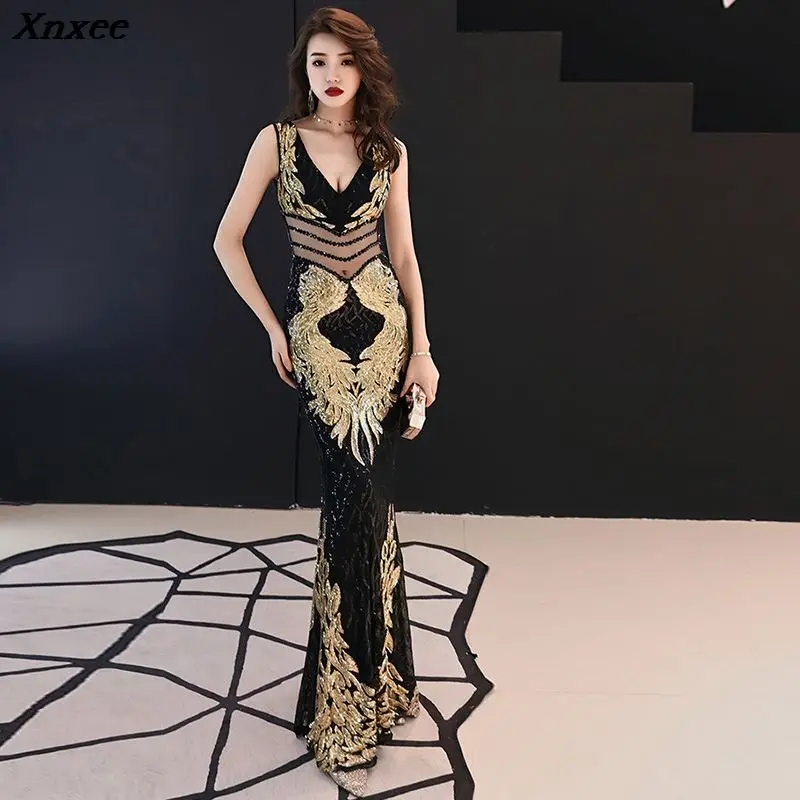 Xnxee Luxurious Sequins Sleeveless V-Neck Long Dress Women's Evening Party Dress Prom Birthday Celebrate Female Singer Dresses
Xnxee Luxurious Sequins Sleeveless V-Neck Long Dress Women's Evening Party Dress Prom Birthday Celebrate Female Singer Dresses