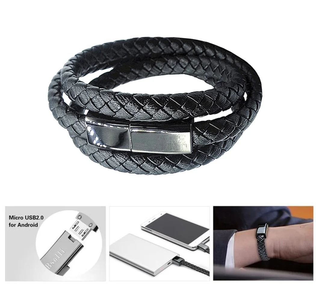 Portable Leather Mini Micro USB Bracelet Charger Data Charging Cable Sync Cord For iPhone6 6s Android Type-C Phone Cable
Portable Leather Mini Micro USB Bracelet Charger Data Charging Cable Sync Cord For iPhone6 6s Android Type-C Phone Cable