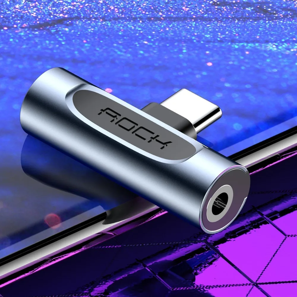 Rock usb type C до 3 5 мм адаптер для samsung Xiaomi huawei Металл 2в1 OTG разъем наушников сплиттер c