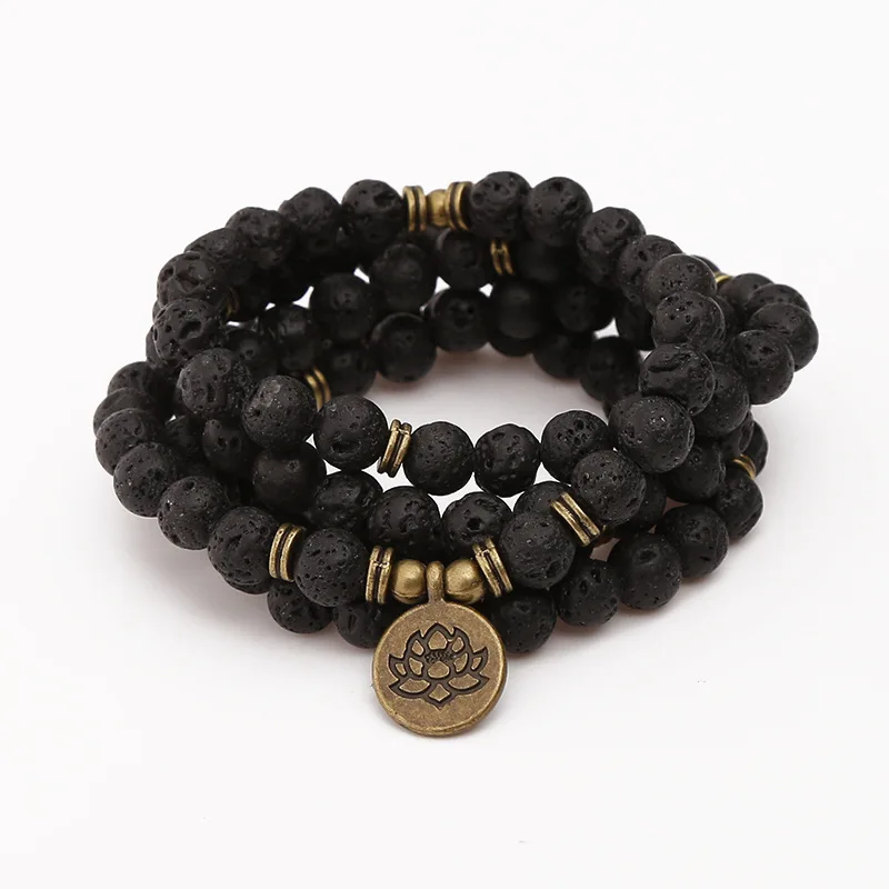 108 Beads Buddha Lotus Mala Bracelet for Women Men 8 mm Lava Rock Stone Strand Charm Bracelet or Necklace Fashion Jewelry
108 Beads Buddha Lotus Mala Bracelet for Women Men 8 mm Lava Rock Stone Strand Charm Bracelet or Necklace Fashion Jewelry