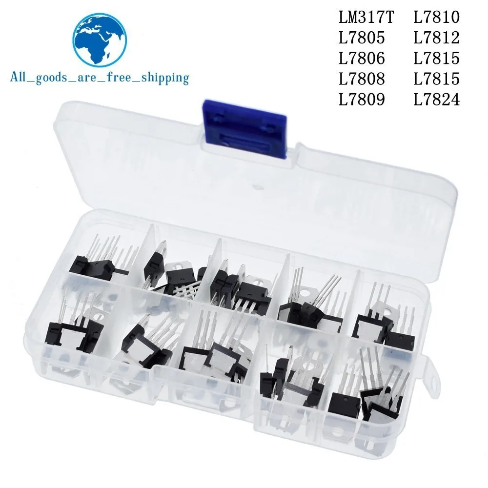 TZT Lm317t L7805 L7806 L7808 L7809 L7810 L7812 L7815 L7818 L7824 Transistor Assortment Kit 10value 50pcs Voltage Regulator Box
TZT Lm317t L7805 L7806 L7808 L7809 L7810 L7812 L7815 L7818 L7824 Transistor Assortment Kit 10value 50pcs Voltage Regulator Box
