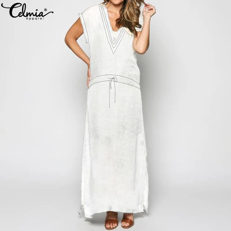 Celmia Plus Size Sundress Vintage Women Clothing Summer Long Shirt Dresses Sexy V Neck Split Maxi Vestidos Party Robe Femme
Celmia Plus Size Sundress Vintage Women Clothing Summer Long Shirt Dresses Sexy V Neck Split Maxi Vestidos Party Robe Femme