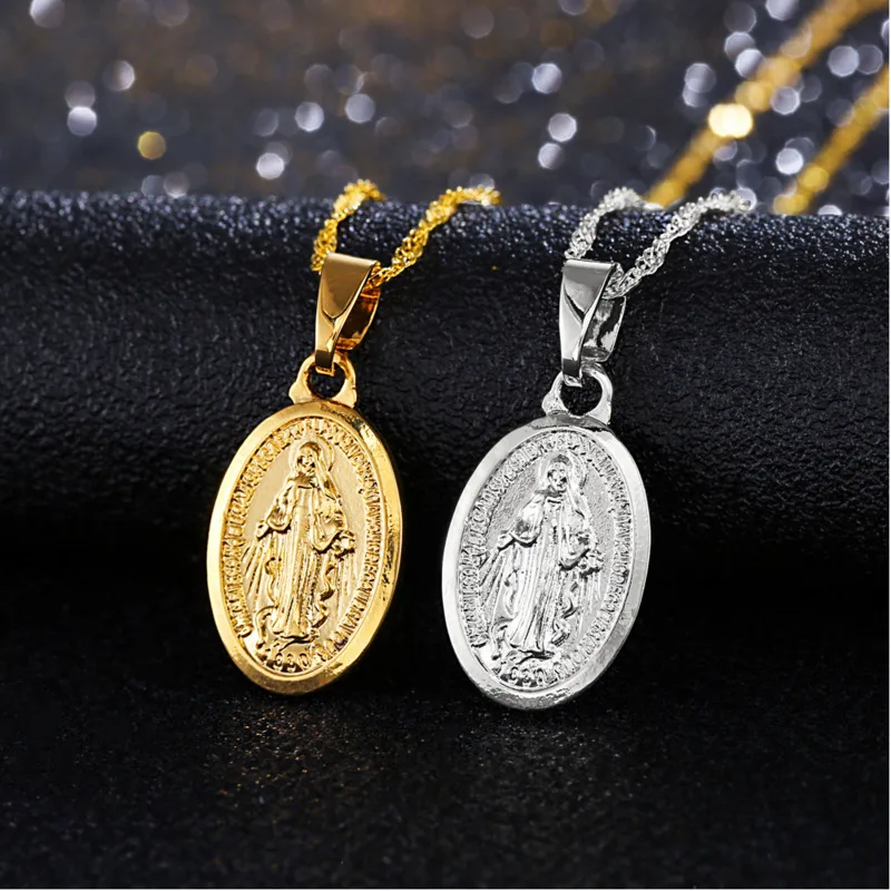 Gold Virgin Mother Mary Charm Pendant Necklace Catholic Religious Jewelry Dainty Medallion Pendant Collares 
Gold Virgin Mother Mary Charm Pendant Necklace Catholic Religious Jewelry Dainty Medallion Pendant Collares