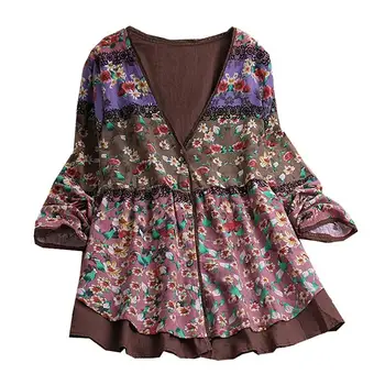 Spring Autumn Women Long Sleeve V Neck Blouse Vintage Boho Floral Printed Cardigan Loose Shirt Patchwork Button-Up Tops Femini
Spring Autumn Women Long Sleeve V Neck Blouse Vintage Boho Floral Printed Cardigan Loose Shirt Patchwork Button-Up Tops Femini