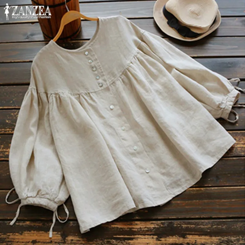 ZANZEA Vintage Lantern Sleeve Shirts Women's Blouses 2023 Spring Button Pleated Chemise Female Tunic Tops Linen Blusas
ZANZEA Vintage Lantern Sleeve Shirts Women's Blouses 2023 Spring Button Pleated Chemise Female Tunic Tops Linen Blusas