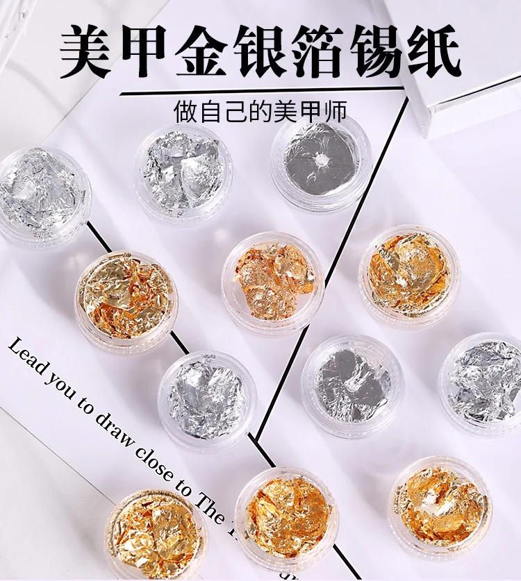 1 boxes of 3D flash DIY gold and silver irregular foil paper Nail Art Sticker DIY manicure UV Gel Nail Polish decorating tool
1 boxes of 3D flash DIY gold and silver irregular foil paper Nail Art Sticker DIY manicure UV Gel Nail Polish decorating tool