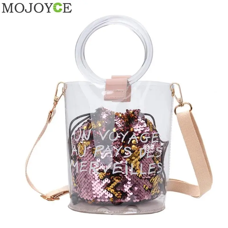 2PCS/Set Clear Transparent PVC Shoulder Bags Sequin Bucket Crossbody Messenger Bag Women Fashion Phone Pouch Clutch sac a main
2PCS/Set Clear Transparent PVC Shoulder Bags Sequin Bucket Crossbody Messenger Bag Women Fashion Phone Pouch Clutch sac a main