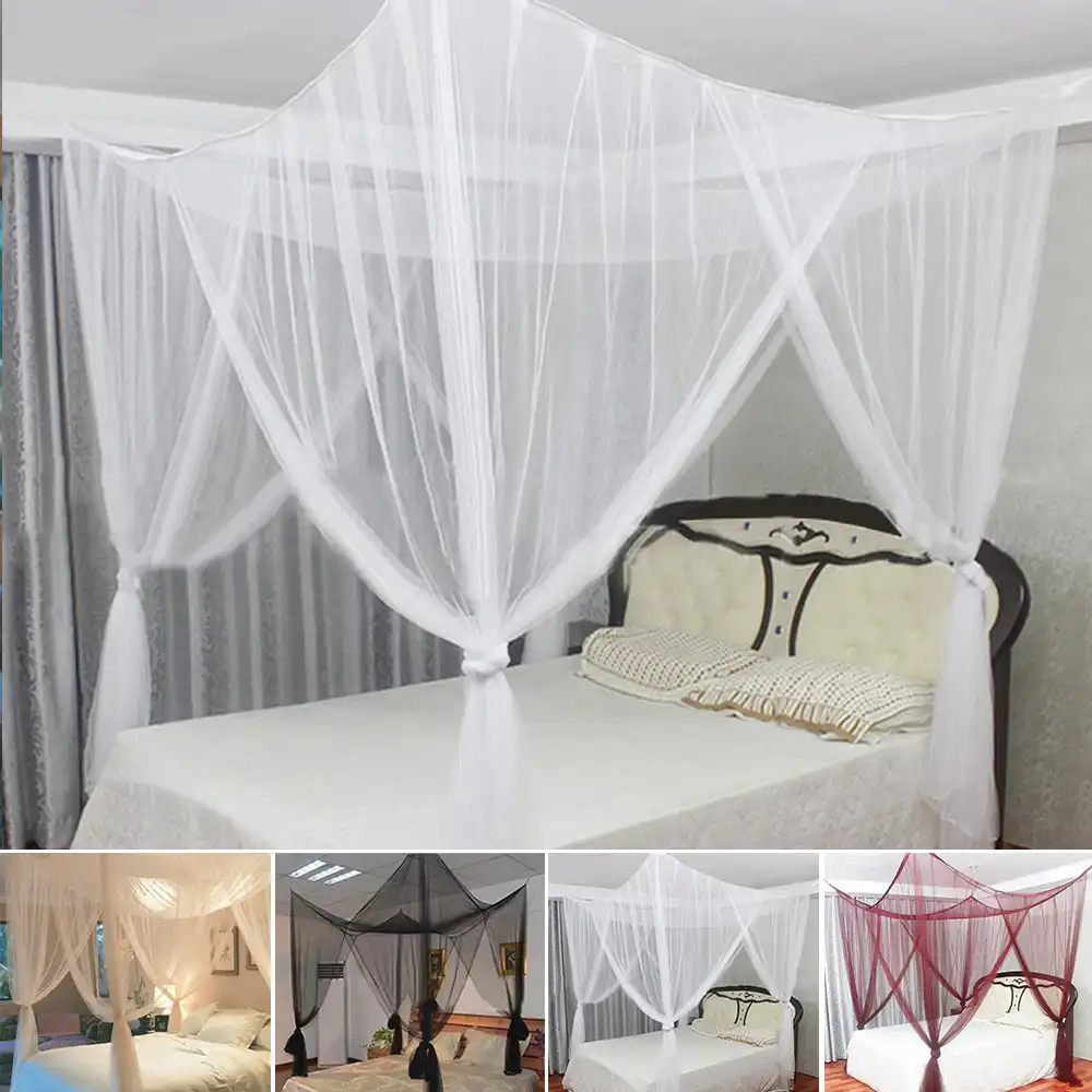 4 Corner Post Bed Canopy Mosquito Net Full Queen King Size