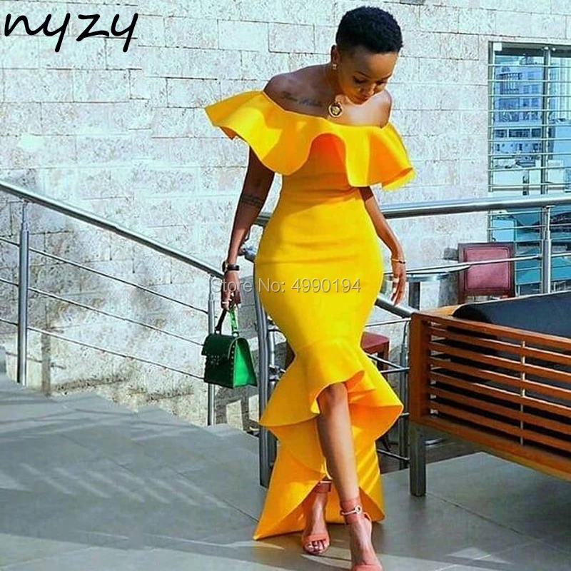 NYZY C77 Elegant Hi-low Short Front Long Back Ruffles Evening Dress Short Satin celebrity red carpet African Party Dress 2019
NYZY C77 Elegant Hi-low Short Front Long Back Ruffles Evening Dress Short Satin celebrity red carpet African Party Dress 2019