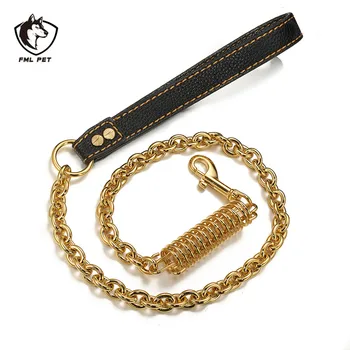 FML Pet Leashes Stainless Steel Dog Spring Leash with Leather Handle Strong Chain Cuban Link Training Rope for Medium Large Dogs
FML Pet Leashes Stainless Steel Dog Spring Leash with Leather Handle Strong Chain Cuban Link Training Rope for Medium Large Dogs