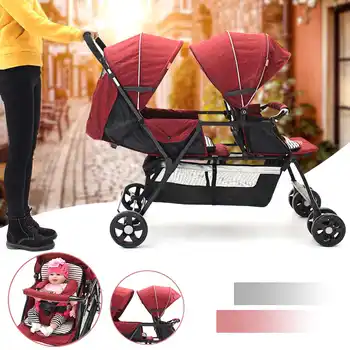 

Twin Baby Strollers For Boy And Girl Can Sit or Lie Reclining Double Face to Face With Shock -absorbering Folding Trolley