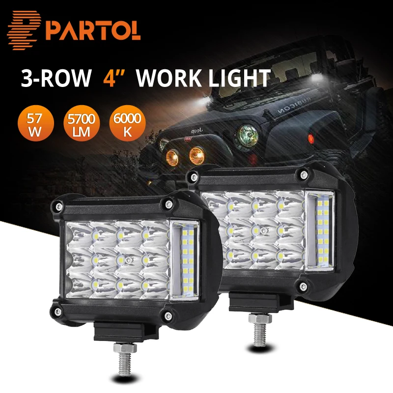 Partol 4 inch LED Work Light Offroad 57W Led Bar Light Bar Spot Flood Auto LED Driving Lamp For Trucks SUV ATV 4x4 12v 24v 6500k
Partol 4 inch LED Work Light Offroad 57W Led Bar Light Bar Spot Flood Auto LED Driving Lamp For Trucks SUV ATV 4x4 12v 24v 6500k