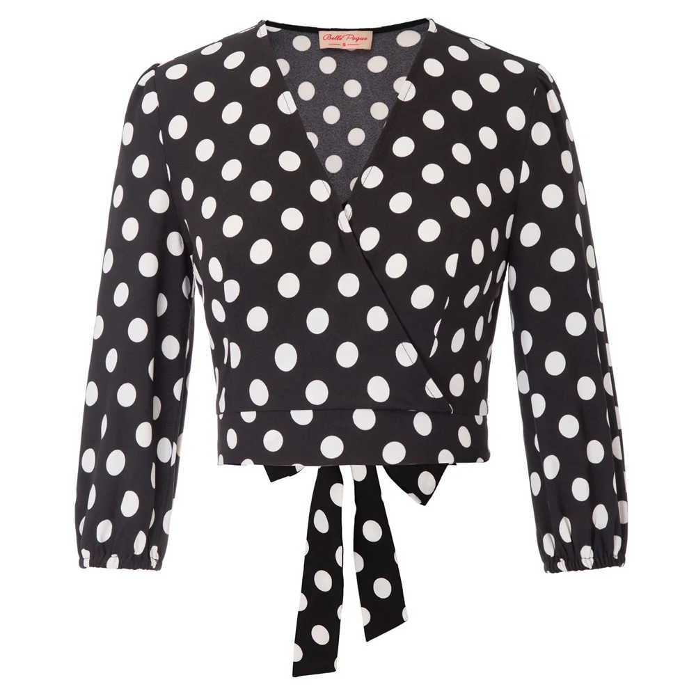 BP Women Retro Vintage Cropped Length shirt polka dot pattern bow self tie decor three quarter Sleeve V-Neck Wrap Front Tops
BP Women Retro Vintage Cropped Length shirt polka dot pattern bow self tie decor three quarter Sleeve V-Neck Wrap Front Tops