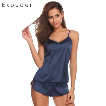 Ekouaer Women Summer Sleepwear Sexy Pajamas Set Solid Adjustable Strap Cami Top Shorts Satin Pajama Loose Female Nightwear Suits
Ekouaer Women Summer Sleepwear Sexy Pajamas Set Solid Adjustable Strap Cami Top Shorts Satin Pajama Loose Female Nightwear Suits