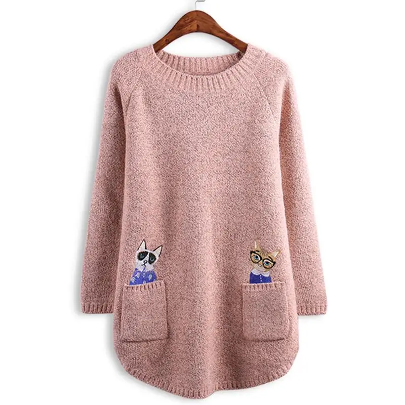 Fashion Spring Women Cat Embroidery Sweaters Female Casual Long Sleeve Pullovers Oversized Pull Femme Jumpers Shirts Chemise 5XL
Fashion Spring Women Cat Embroidery Sweaters Female Casual Long Sleeve Pullovers Oversized Pull Femme Jumpers Shirts Chemise 5XL