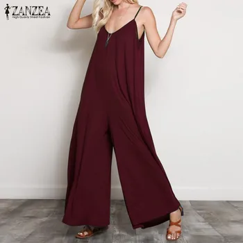 ZANZEA 2020 Summer Women Sexy V Neck Long Jumpsuits Casual Loose Rompers Overalls Wide Leg Mono Bodysuit Playsuits Plus Size 5XL
ZANZEA 2020 Summer Women Sexy V Neck Long Jumpsuits Casual Loose Rompers Overalls Wide Leg Mono Bodysuit Playsuits Plus Size 5XL