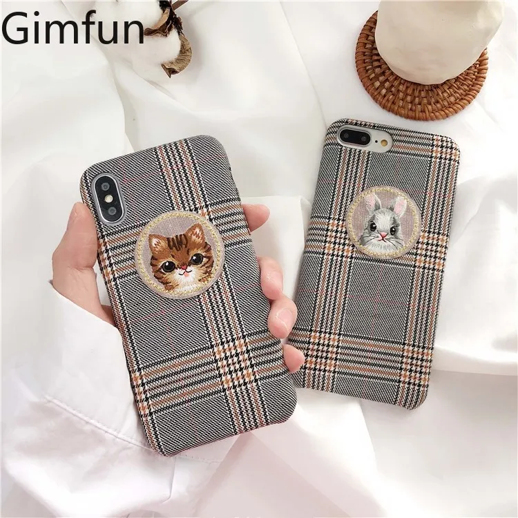 Gimfun Luxury Embroidery Cat Rabbit Plush Phone Case Warm Plaid Fabric Case for Iphone 6 6s 7 8 Plus X Xs Soft Tpu Case Cover
Gimfun Luxury Embroidery Cat Rabbit Plush Phone Case Warm Plaid Fabric Case for Iphone 6 6s 7 8 Plus X Xs Soft Tpu Case Cover