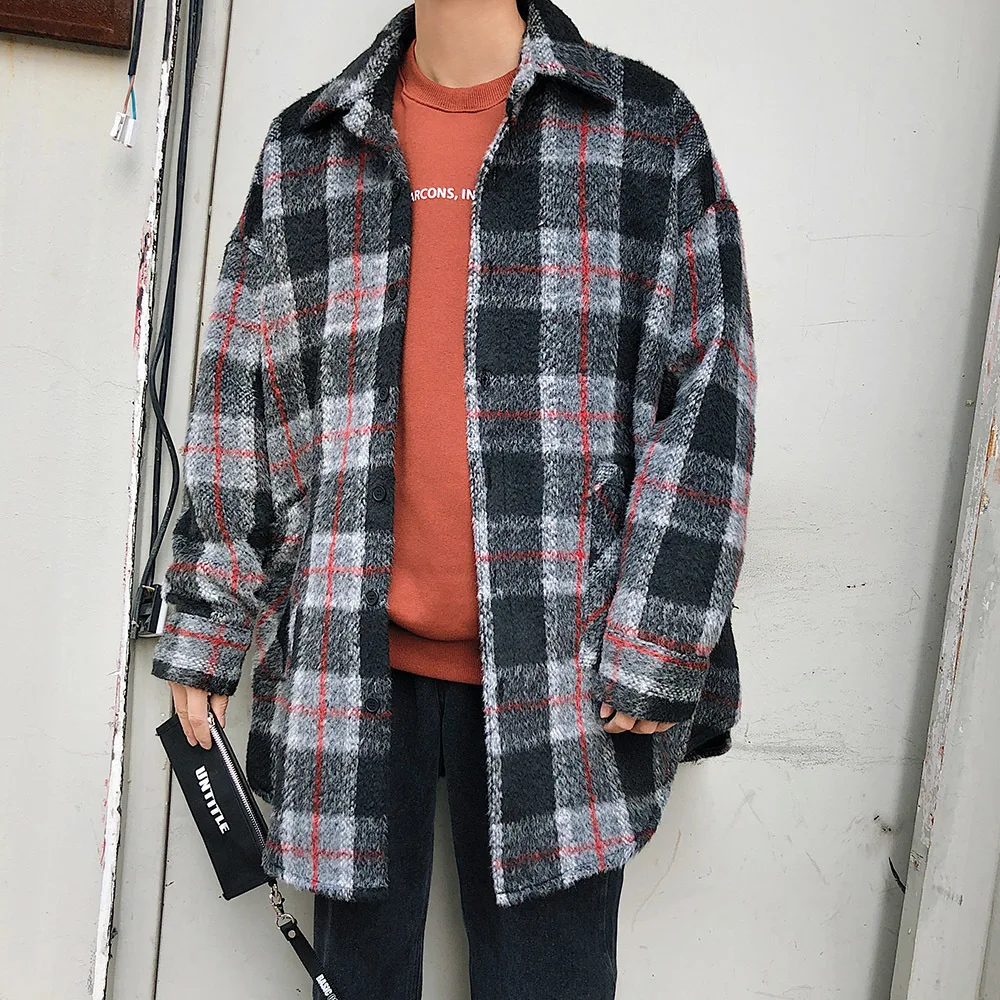 2019 Men's Fashion Trench Wool Blend Lattice Overcoat Loose Casual Grey/Green Cotton-padded Clothes Woolen Cashmere Coat men
2019 Men's Fashion Trench Wool Blend Lattice Overcoat Loose Casual Grey/Green Cotton-padded Clothes Woolen Cashmere Coat men