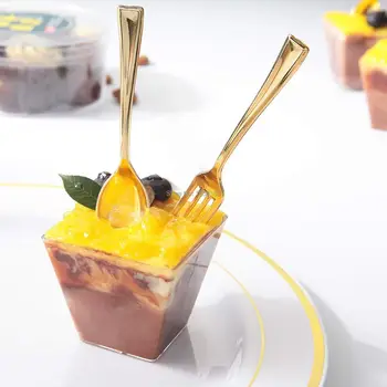 240pcs/sets 10cm Plastic Disposable Spoon 120pcs Gold Spoons 120pcs Mini Gold Dessert Coffee Cake Forks
240pcs/sets 10cm Plastic Disposable Spoon 120pcs Gold Spoons 120pcs Mini Gold Dessert Coffee Cake Forks